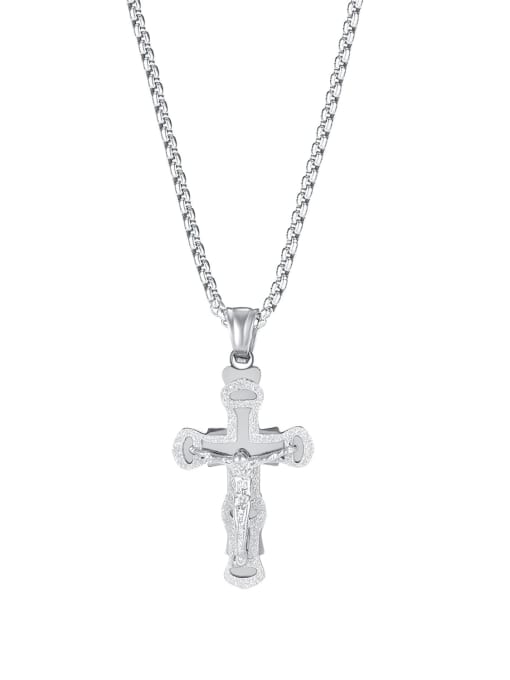 2061 steel pendant chain[2*550mm  chain] Titanium Steel Cross Vintage Necklace
